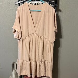SHEIN Beige V-Neck Dress